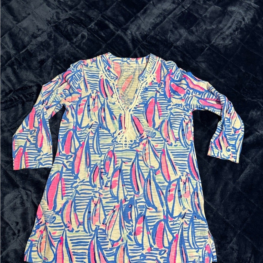 Lilly Pulitzer Blue and Pink Cotton Top - Picture 7 of 11